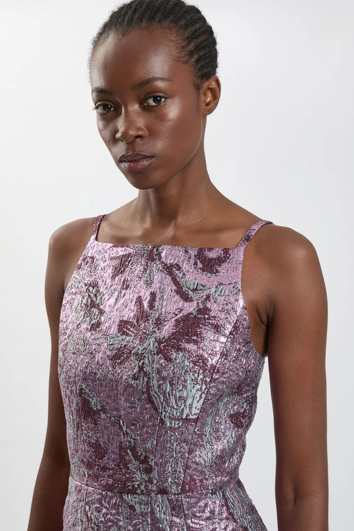 Robe Mini Évasée En Jacquard Façonné