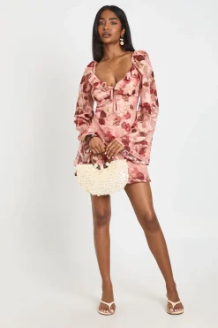 Robe Mini Évasée À Fleurs Avec Manches Amples
