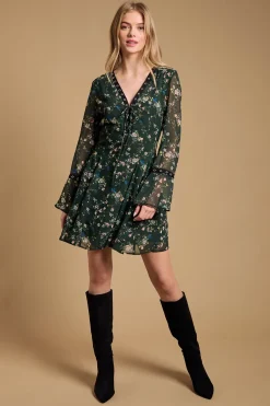 Robe Mini Évasée à Fronces