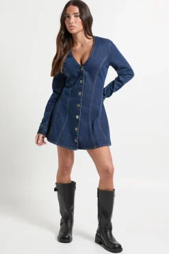 Robe Mini Évasée À Manches Longues Petite