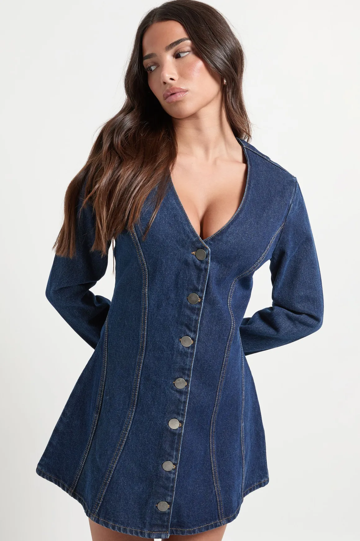 Robe Mini Évasée À Manches Longues Petite