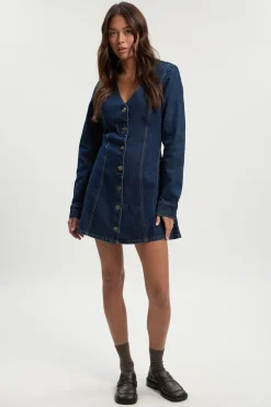 Robe Mini Évasée À Manches Longues