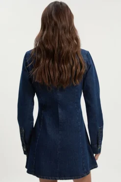 Robe Mini Évasée À Manches Longues