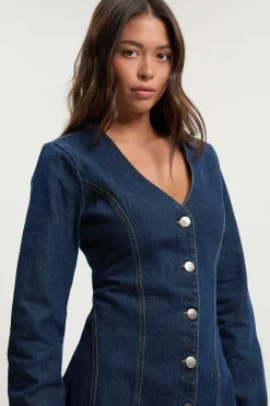 Robe Mini Évasée À Manches Longues