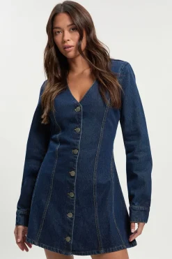 Robe Mini Évasée À Manches Longues