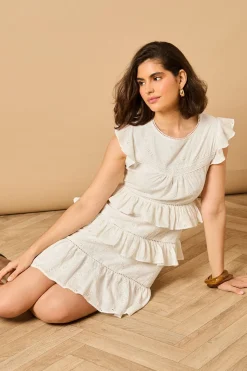 Robe Mini à Volants Broderie