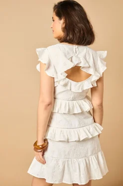 Robe Mini à Volants Broderie