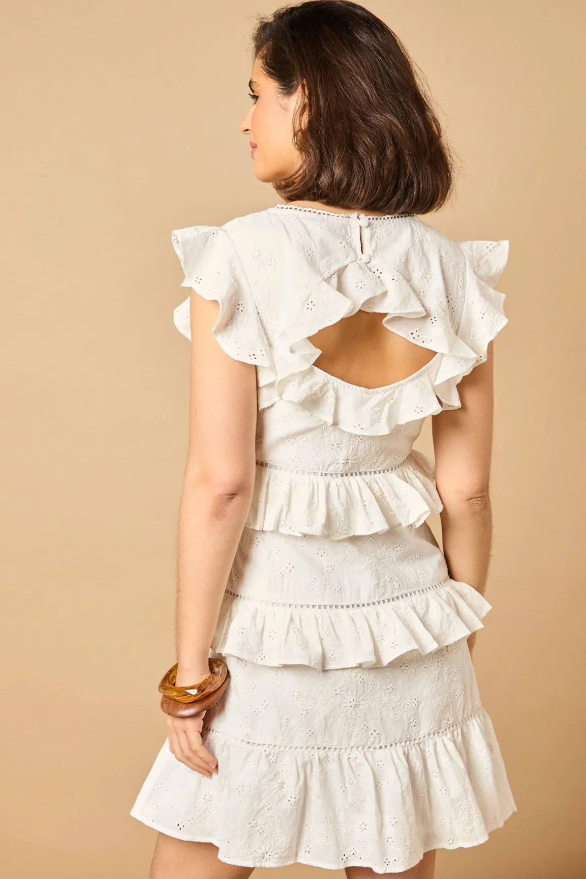 Robe Mini à Volants Broderie