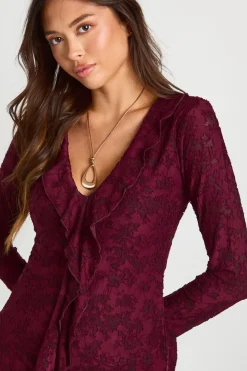Robe Mini À Volants Devant Motif Floral Dévoré