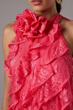 Coast Robe Mini à Volants en Dentelle<Femme Satin Et Dentelle|Robes