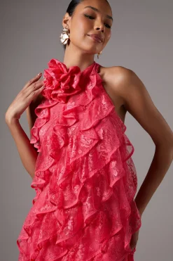 Coast Robe Mini à Volants en Dentelle<Femme Satin Et Dentelle|Robes