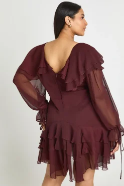 Robe Mini À Volants En Mousseline Grande Taille