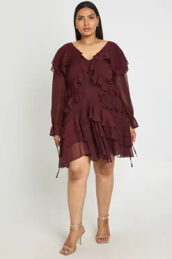 Robe Mini À Volants En Mousseline Grande Taille