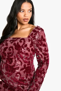 boohoo Robe moulante à col carré Plus Demask<Femme Robes Moulantes|Robes À Manches Longues