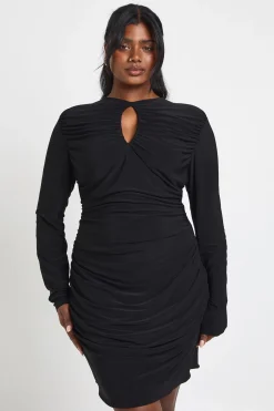 Robe Moulante Grande Taille à Fronces Double Slinky avec Découpe