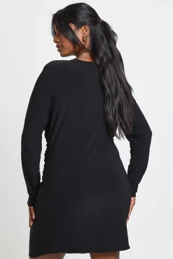 Robe Moulante Grande Taille à Fronces Double Slinky avec Découpe