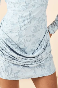 Robe Moulante À Manches Longues Avec Drapé Frontal À Motif Floral Dévoré