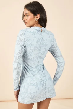 Robe Moulante À Manches Longues Avec Drapé Frontal À Motif Floral Dévoré