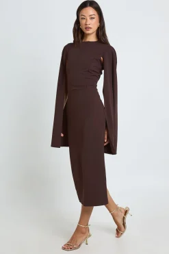 Robe Moulante Midi Grande Taille À Manches Cape