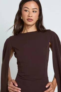 Robe Moulante Midi Grande Taille À Manches Cape