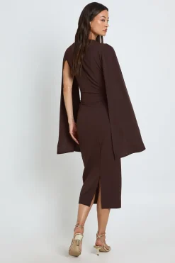 Robe Moulante Midi Grande Taille À Manches Cape