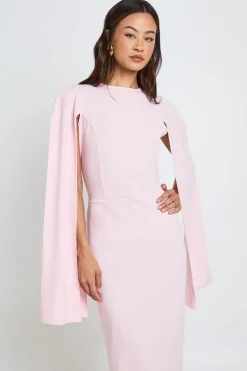 Robe Moulante Midi À Manches Cape Pour Grande Taille