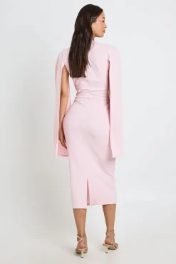 Robe Moulante Midi À Manches Cape Pour Grande Taille