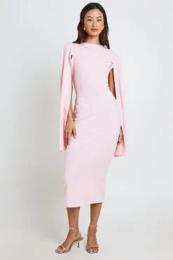Robe Moulante Midi À Manches Cape Pour Grande Taille