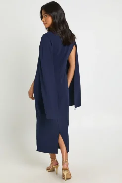 Robe Moulante Midi À Manches Cape Petite