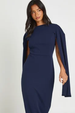 Robe Moulante Midi À Manches Cape Petite