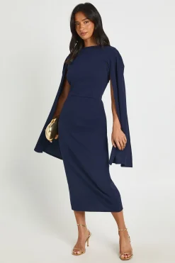 Robe Moulante Midi À Manches Cape Petite