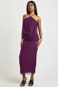 boohoo Robe Moulante Mi-Longue à Col Bénitier et Dos Nu en Résille<Femme Robes Moulantes|Robes