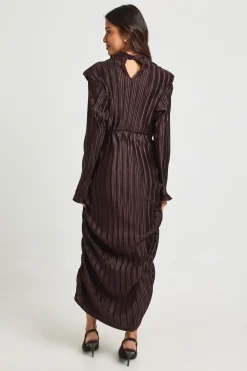 boohoo Robe Moulante Mi-Longue à Col Montant Plissé<Femme Robes Mi-Longues|Robes Moulantes