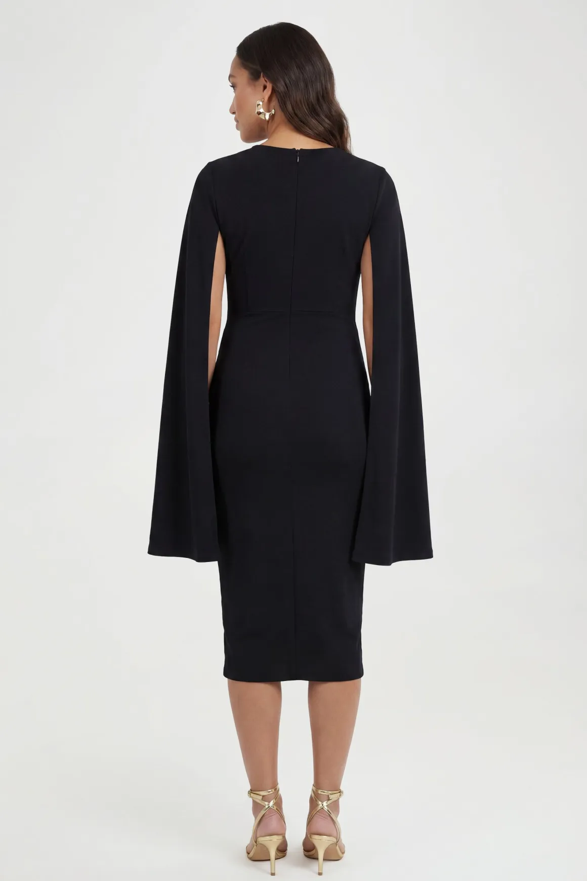 Robe Moulante Mi-longue De Maternité À Manches Cape