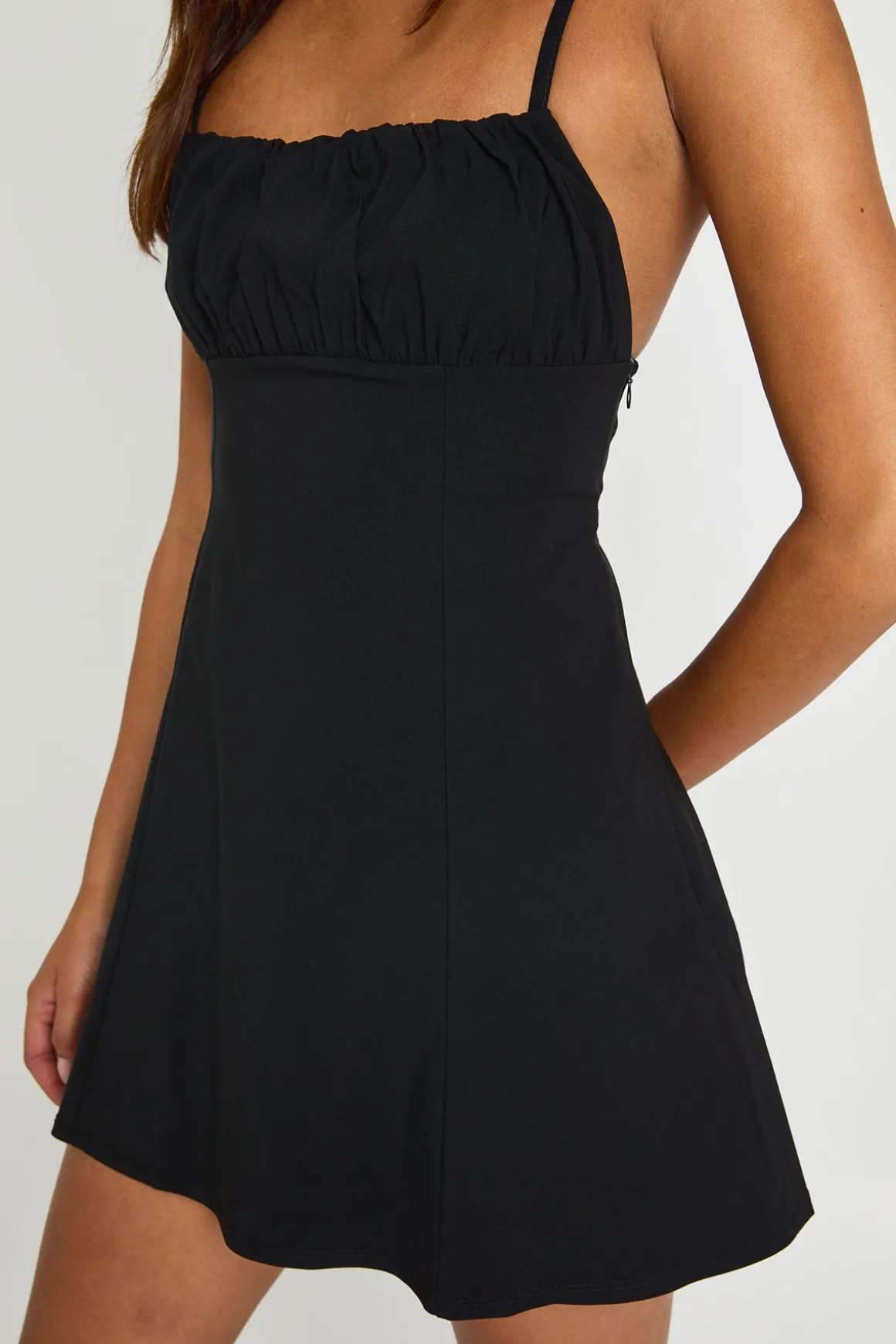 Robe Moulante Mini En Bengaline À Buste Froncé