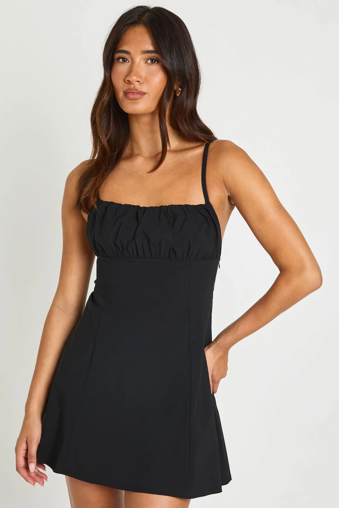 Robe Moulante Mini En Bengaline À Buste Froncé