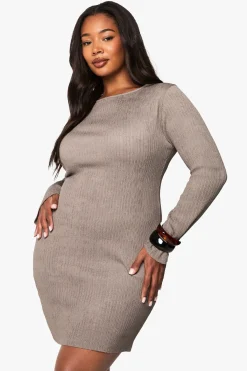 boohoo Robe Moulante Texturée Ripple Grande Taille<Femme Robes À Manches Longues|Robes