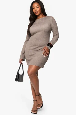 boohoo Robe Moulante Texturée Ripple Grande Taille<Femme Robes À Manches Longues|Robes