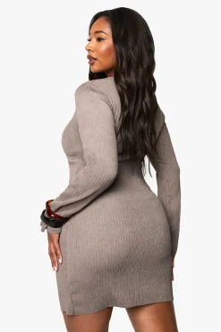 boohoo Robe Moulante Texturée Ripple Grande Taille<Femme Robes À Manches Longues|Robes