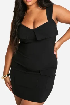 Robe moulante utilitaire Plus avec détails de pli en bengaline