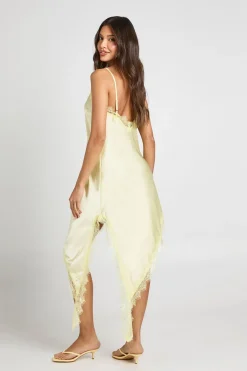 Robe Nuisette Asymétrique En Satin Et Dentelle
