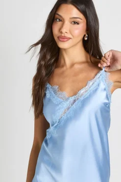 boohoo Robe Nuisette Asymétrique En Satin Et Dentelle<Femme Satin Et Dentelle|Robes