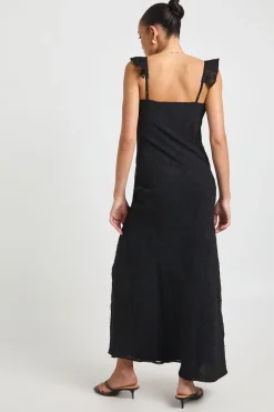 Robe Nuisette à Bretelles Volantées Motif Floral Dévoré