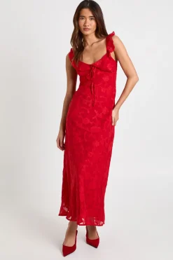 Robe Nuisette à Bretelles Volantées Motif Floral Dévoré