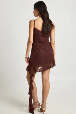 Robe Nuisette À Détails Volantés En Velours Dévoré Floral
