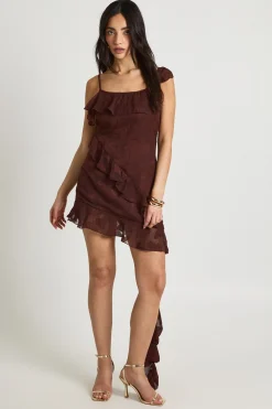 Robe Nuisette À Détails Volantés En Velours Dévoré Floral