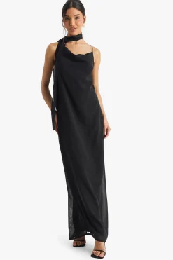 Robe nuisette en chiffon avec nœud au cou