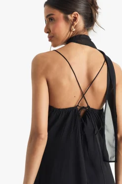 Robe nuisette en chiffon avec nœud au cou