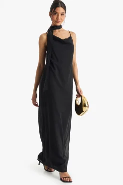 Robe nuisette en chiffon avec nœud au cou