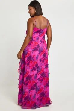 Robe Nuisette Grande Taille En Mousseline À Volants Fleuris